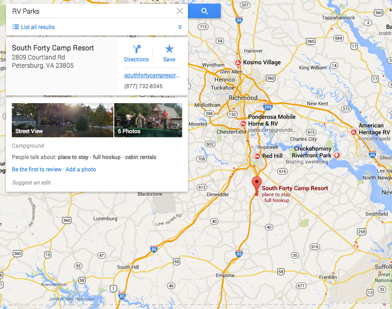 Google Maps RV Park